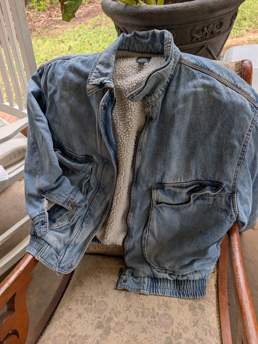wild fable Vintage Inspired Denim Sherpa Bomber Jacket
